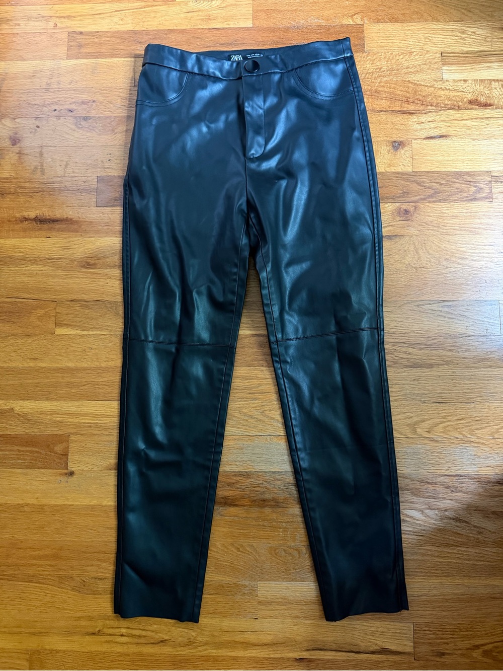 Zara Black Faux Leather Skinny Pants